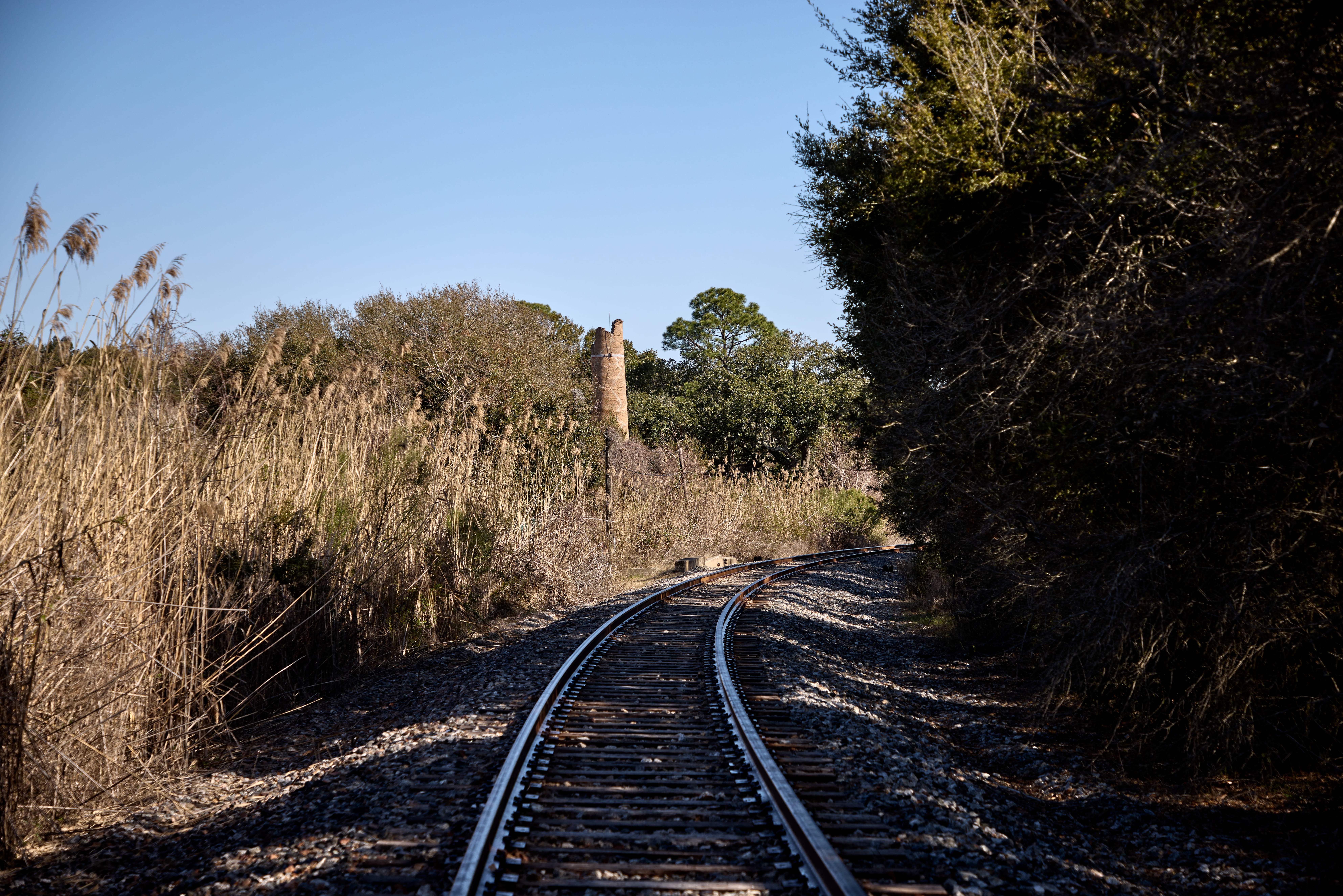 Railroad tracks along the Bluffline corridor at Chimney Park